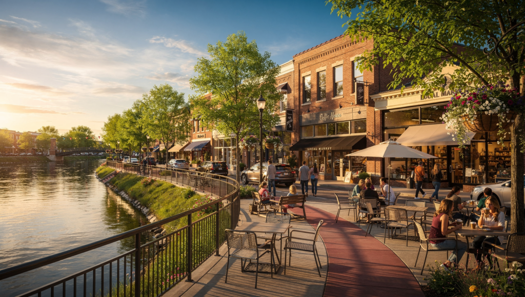 Downtown Plainfield along the DuPage River