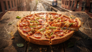 Chicago deep dish pizza from a local restaurant
