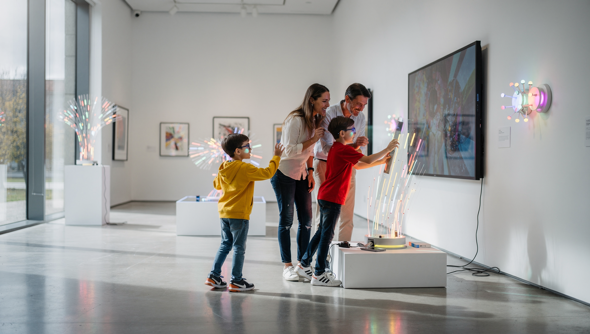 Family visiting an Elmhurst museum with kid-friendly exhibits