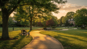 Wilder Park in Elmhurst Illinois at golden hour