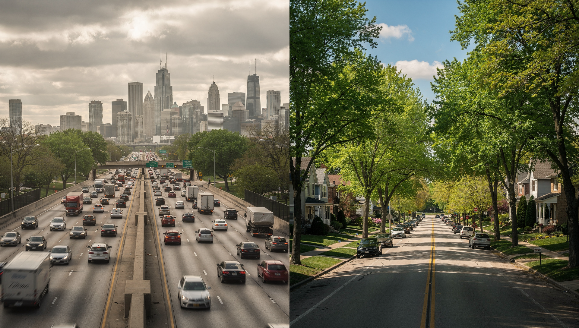 Metra UP-W train arriving at Elmhurst station for a Chicago commute