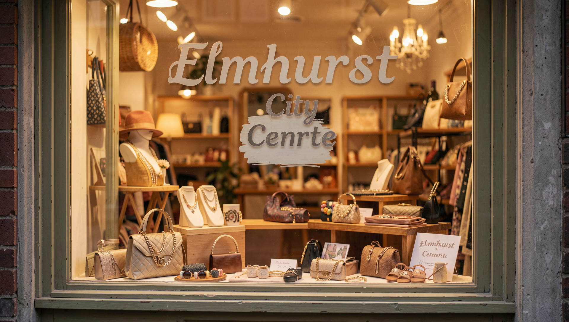 Shoppers walking past boutiques in downtown Elmhurst City Centre.